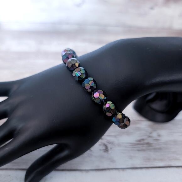 Vintage Stretch Bracelet Dark Multi Colored - Fair Condition - Picture 2 of 8